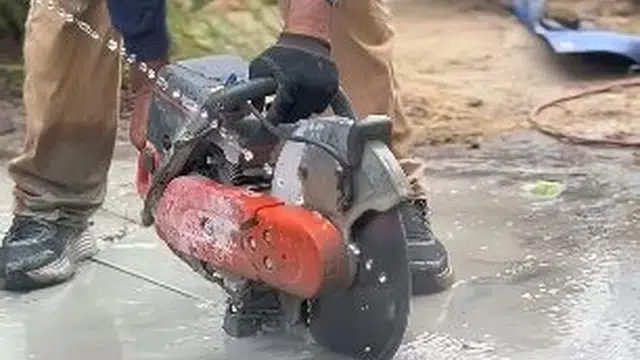 Concrete slab leak access point and pipe repair area for Plumbing Tips and Guides detail view