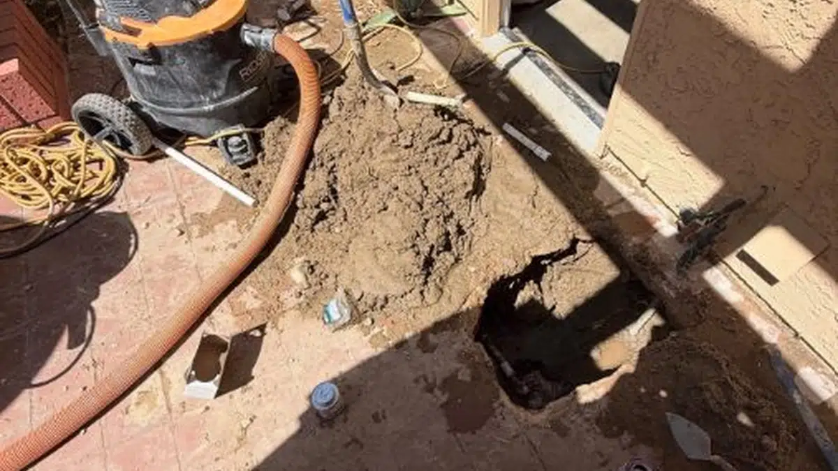 Leak detection equipment checking a wall, slab, or pipe opening for Slab Leak Detection & Repair in Bellflower, CA close repair view