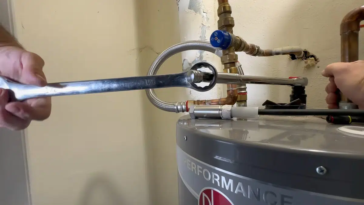 Water heater component showing corrosion, anode wear, or inlet repair for Water Heater Repair in Bellflower, CA detail view