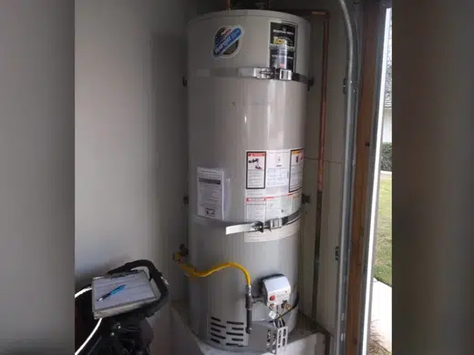 Water heater tank and connection area during inspection for Plumbing Service Areas in Index.Html service access view